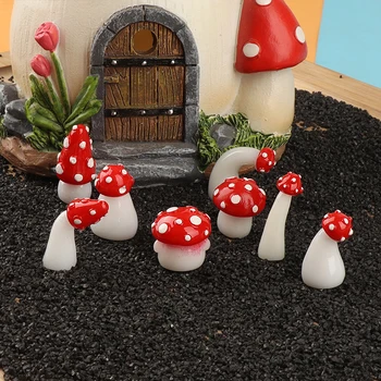 2шт светящихся крошечных грибочков, мини-фигурки, Миниатюрная статуэтка гриба, декор для светящегося в темноте орнамента