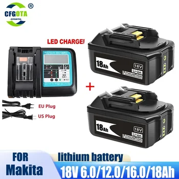 100% Аккумуляторная Батарея BL1860 18 V 18000mAh Литий-ионная для Makita 18v Battery BL1840 BL1850 BL1830 BL1860B LXT 400 + Зарядное устройство