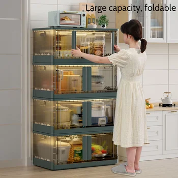 Легкий Роскошный Пластиковый шкаф для одежды на домашней кухне, шкафчик для игрушек, Прозрачный Складной шкаф для хранения швов