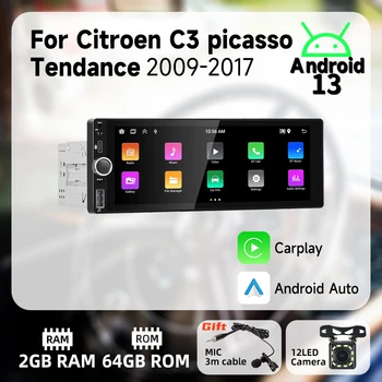 Carplay Android Auto 1 Din Радио Android для Citroen C3 Picasso Tendance 2009-2017 Автомобильный Мультимедийный Стерео Головное Устройство Авторадио GPS