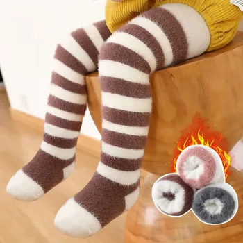 Гетры для новорожденных, носки для защиты колен и рук, утепленные плюшем, Зимние детские бархатные чулки 0-3 лет, махровые Теплые носки