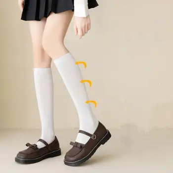 Волшебные чулки в стиле Лолиты Харадзюку, милые однотонные хлопчатобумажные носки до середины икры, Модные антифрикционные чулки в стиле колледжа