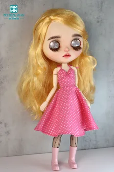 Новая одежда для куклы Blyth, модная юбка в горошек с бретелькой на шее, кружевная рубашка для игрушек Azone OB22 OB24, аксессуары для кукол