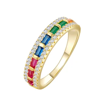 Новое красочное кольцо с бриллиантом для женщин, посеребренное 925 пробы, 14-каратное золото, модные, легкие, роскошные Европейские и американские ювелирные изделия