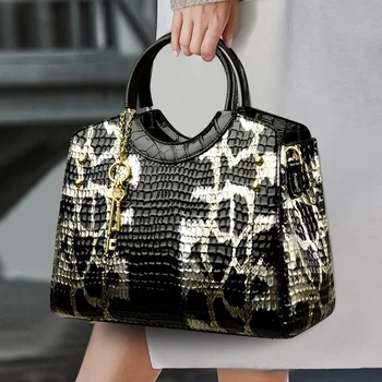 Новые винтажные женские сумки из кожи аллигатора Европейского дизайна, женские сумки через плечо из лакированной кожи, брендовая роскошная сумка через плечо для девочек