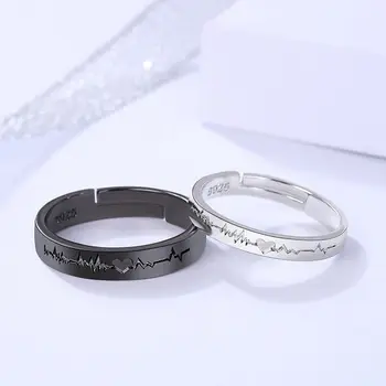 Регулируемая романтическая ниша из сплава в виде сердца с милым углом наклона, кольцо для пары с Луной и звездой, Винтажное кольцо, кольцо в корейском стиле, модные украшения