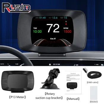 HD P13 GPS OBD Система Автомобильный Датчик Автомобильный HUD Цифровой Головной Дисплей Тормоз Турбо Монитор Скорости Часы Будильник Сканер Бортового Компьютера