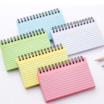 4 шт. Блокнот для заметок на катушке, дизайнерский блокнот для дневника, цветные линейчатые карточки для записей, школьные принадлежности для учебы, офиса