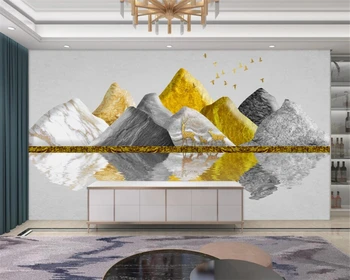 beibehang Индивидуальный современный легкий роскошный горный лось атмосферный стереофонический ТВ фон обои из золотого дерева papier peint