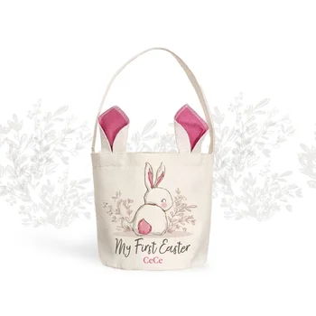 Персонализированное Пользовательское имя девочка первая 1-я Корзина для охоты за яйцами Кролик кролик счастливой Пасхи Мешок украшения розовый подарок игрушка подарок сумка