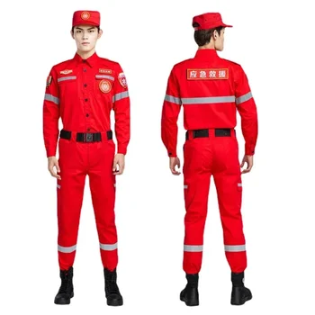 Новый костюм пожарного, одежда для аварийно-спасательных работ, пальто для ликвидации последствий стихийных бедствий, Антистатический износостойкий комбинезон, Рабочая униформа