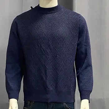Мужская нижняя рубашка Премиум-класса, толстый свитер с круглым вырезом, Однотонный зимний пуловер с длинным рукавом, Незаменимая зима для осени