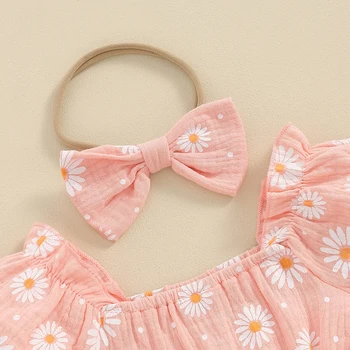 Комбинезон для новорожденных девочек Fernvia, винтажная летняя одежда с короткими рукавами в стиле бохо с цветочным принтом, 3 6 12 18 24 месяцев