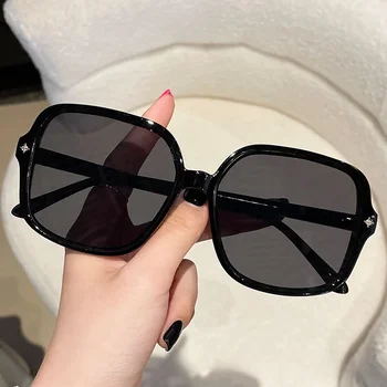 Новые модные солнцезащитные очки в большой оправе цвета чая с молоком, солнцезащитные очки с ультрафиолетовым излучением для мужчин и женщин