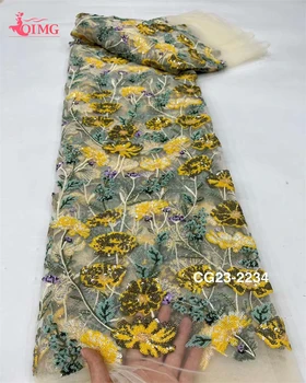 Высококачественная модная французская вышивка из кружевной ткани с пайетками в африканском нигерийском стиле для свадебного платья OIMG