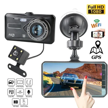 Автомобильный Видеорегистратор Full HD 1080P Dash Cam WiFi GPS Автомобильная Камера Привод Видеомагнитофон Auto Black Box Dashcam Ночного Видения Автомобильные Аксессуары
