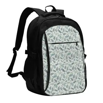Листья Стрекозы Школьный Рюкзак Большой Емкости Ноутбук Модный Водонепроницаемый Регулируемый Спортивный Рюкзак Для путешествий