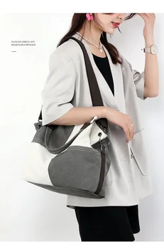 2023 Сумка большой емкости Холщовая женская сумка Сращивание сумок-тоут Модная женская сумка через плечо Сумка-мессенджер