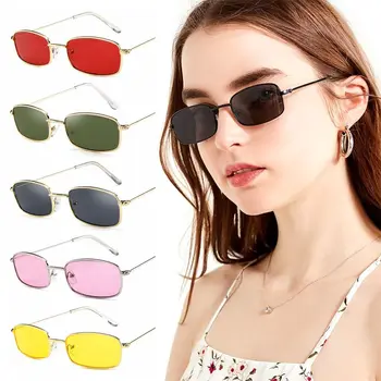 Солнцезащитные очки унисекс ярких цветов UV400 Маленьких ретро оттенков в металлической оправе прямоугольных солнцезащитных очков