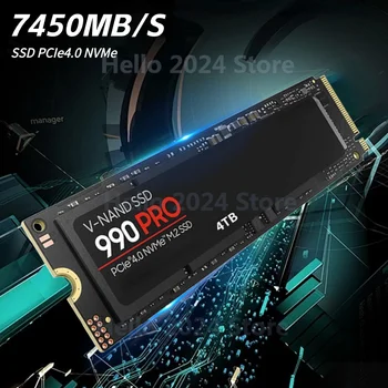 990 PRO SSD Твердотельный Накопитель M.2 2280 SSD PCIe4.0 NVMe Игровой Внутренний Жесткий Диск 4 ТБ 2 ТБ 1 ТБ 7450 МБ/с. Для Настольного ноутбука PS5