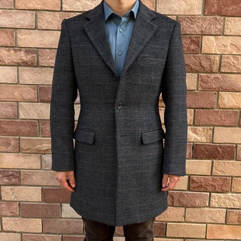 Новый модный дизайн, сшитое на заказ пальто из плотной шерсти средней длины для мужчин, пальто для мужчин, зимние куртки Для мужчин, Шерстяные