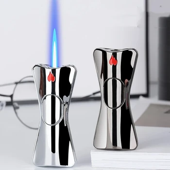 Хот-метал Персонализированная креативная ветрозащитная бутановая зажигалка с прямым зарядом, кухонная зажигалка для сигар для барбекю, высококачественные мужские подарки