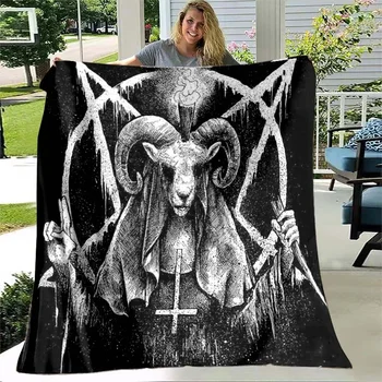 Фланелевое одеяло с рисунком сатаны и демона, мягкая комфортная лапша в виде головы лошади, всесезонная теплая кровать, диван для кемпинга, подарок для детей и взрослых