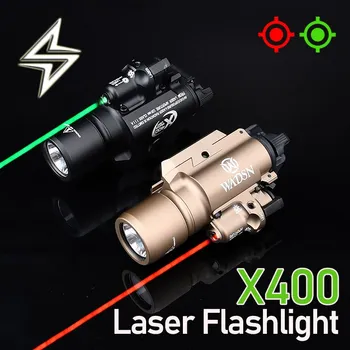 WADSN SF X400 X400U Красно-Зеленый Лазерный Фонарик Tactical Red Dot Surefir X400 Ultra Airsoft Pistol Gun Scout Light Weapon Light
