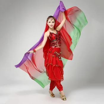 Шелковая вуаль для танца живота, Наброшенный на руку Шарф, Шелковый шарф для танца живота Градиентного цвета