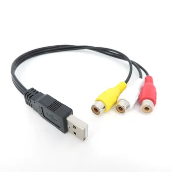 USB Штекер к 3 RCA Штекерным AV-Адаптерам Аудио Конвертер разъем Видео A/V Кабель к Кабелю для HDTV TV Телевизионный Провод Шнур m