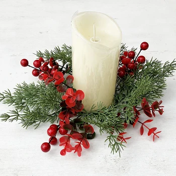 Кольца для рождественских свечей, имитирующие свечи, Подсвечник, Венок для декора, центральное место на столе, вечеринки Navidad 2023