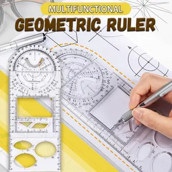 Многофункциональная геометрическая линейка для студентов, шаблон для геометрического рисования, Измерительный инструмент для рисования, линейки, Школьные канцелярские принадлежности