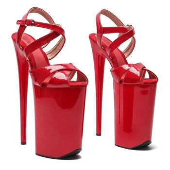 Женские босоножки на платформе и высоком каблуке из лакированной искусственной кожи 26 см/10 дюймов, женская обувь для танцев на шесте 012