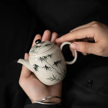 Чистый Ручной Рисунок Тушью Бамбукового Чайника Фарфоровый Чайный сервиз Кунг-Фу Фильтр Маленький Заварочный Чайник Чайник Для Заварки Чая