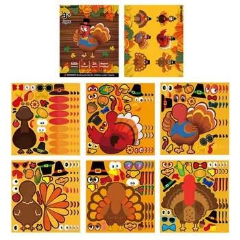 Наклейки на День Благодарения, красочные наклейки с индейкой, 24 шт., наклейка для вырезок, декор для телефона для мальчиков, девочек, подростков, Поделки из ПВХ