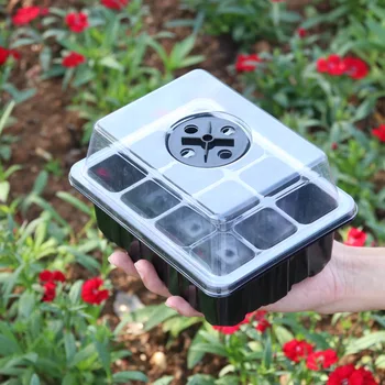 Ящики для выращивания семян растений с 12 отверстиями Системы гидропоники для садоводства Пластиковый лоток для рассады растений с крышками Садовые принадлежности