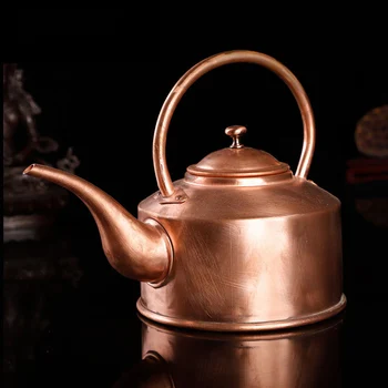 Чайник из красной меди ручной работы объемом 2 л/3 л, Тибетский Медный чайник с длинным горлышком, Чайник для кипятка, Кухонный Чайник для холодной воды, Чайный набор из чистой меди