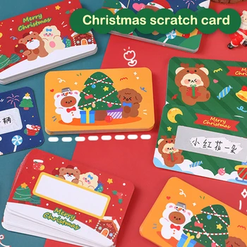 Мультяшная Рождественская награда, Скретч-карта, наклейки с пленочным покрытием, Скретч-этикетки, рождественские наклейки, Поделки для детей