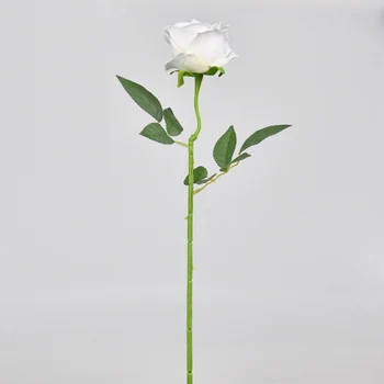 Имитация розы с одним бело-зеленым листом, искусственный цветок, сухой цветок, пластиковый букет, цветочная композиция, декоративное украшение