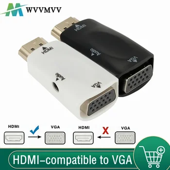 Конвертер аудио-видео HDMI-совместимый с VGA, адаптер 1080P для мужчин и женщин с аудиокабелем 3,5 мм для ПК, ноутбука, ТВ-бокса, проектора