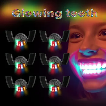 Забавные со светодиодной подсветкой брекеты для рта, Клоунские зубы, принадлежности для вечеринки на Хэллоуин, красочные Игрушки для зубов, сияющие светодиодные фонари, принадлежности для вечеринок