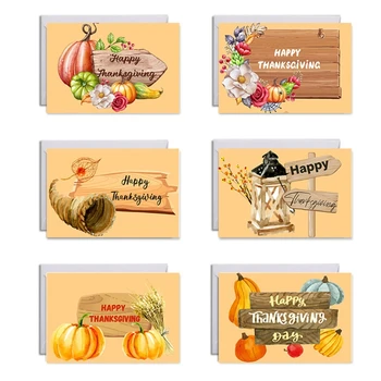Набор из 6 открыток с Днем благодарения с конвертами, наклейками, поздравительной открыткой в виде тыквы
