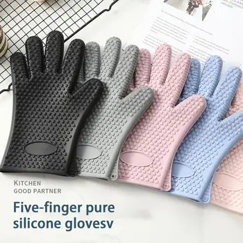 Новые силиконовые перчатки для ручной выпечки, перчатки для микроволновой печи, кухонные против ожогов, противоскользящий силиконовый держатель для кастрюли для барбекю