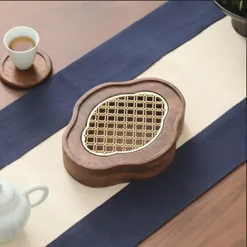 Чайный поднос из цельного дерева в китайском стиле, ретро-держатель для хранения воды, портативный мини-столик для сухих пузырьков на открытом воздухе для путешествий