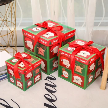 Рождественская бумажная коробка 3шт Декор для дома Рождественские коробки для сладостей Украшение вечеринки Подарочная упаковка для конфет и шоколада