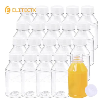 Пустые пластиковые бутылки из-под сока объемом 100 мл, многоразовые контейнеры для напитков с крышками, идеально подходящие для хранения соков, воды, домашних напитков