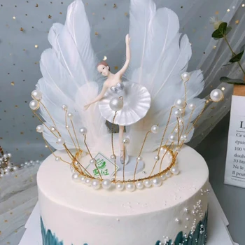 Топперы для Торта с Крыльями из Перьев для Свадьбы, Дня Рождения, Украшения Выпечки DIY Cake