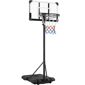 Переносное баскетбольное кольцо Easyfashion шириной 28 дюймов, регулировка высоты 7 '-8', черный / белый