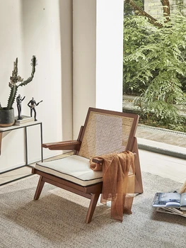 Диван-кресло из ротанга на балконе, подержанный стул из массива дерева, гостиная, кресло для отдыха типа 