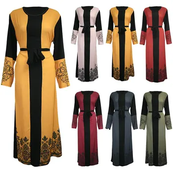 Дубай Ислам, мусульманское платье-хиджаб, женский пояс, платья-абайя на шнуровке с принтом, Кафтан, Турция, Исламская одежда, Кафтан, Марокканское кимоно